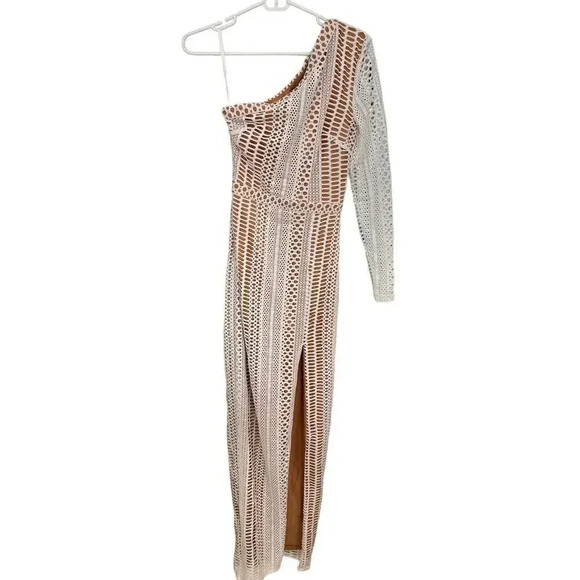 NEW-NWT Michael Costello x REVOLVE Berthe Ivory One Shoulder Lace Maxi Dress XS - Picture 4 of 8